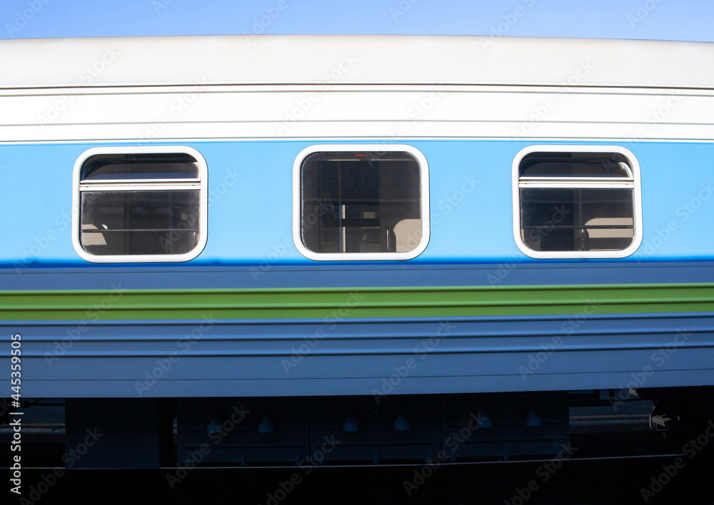 Train at the train station. Railway carriage. Windows in passenger coach. Train at the train station. Railway carriage. Windows in passenger coach.
