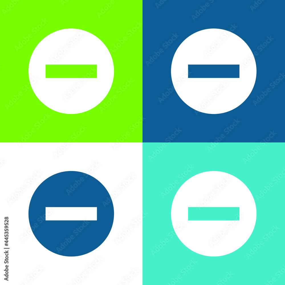 Blocked Sign Flat four color minimal icon set Blocked Sign Flat four color minimal icon set