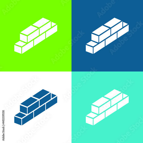 Bricks Flat four color minimal icon set