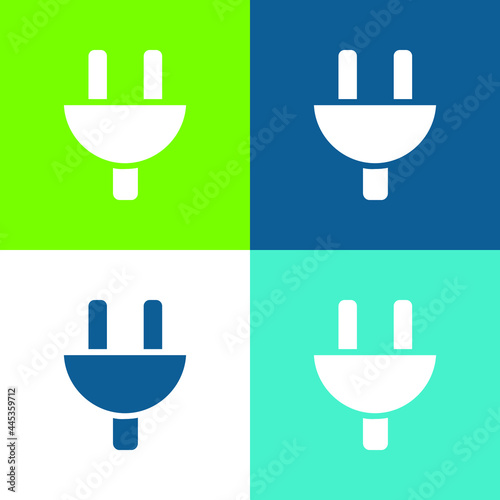 Black Plug Head Flat four color minimal icon set