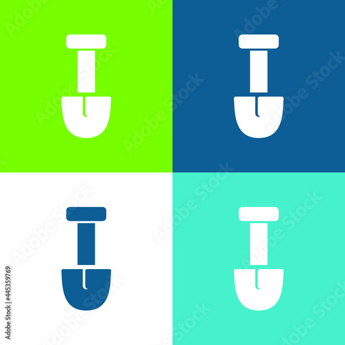 Big Shovel Flat four color minimal icon set