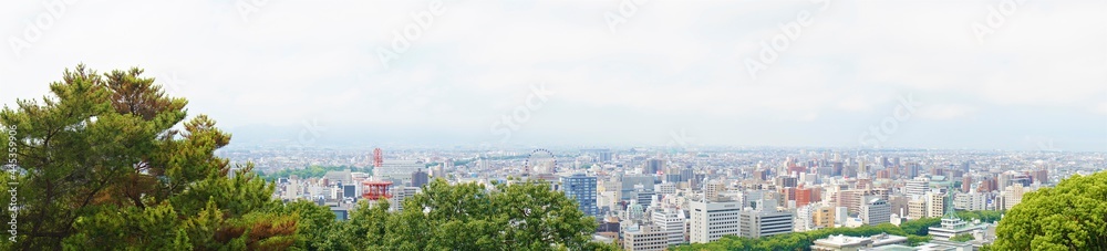 Panoramic VIew, Cityscape of Matsuyama City in Ehime, Japan - 日本 愛媛県 松山市 街並み パノラマ
