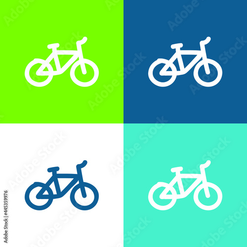 Bike Hand Drawn Transport Flat four color minimal icon set