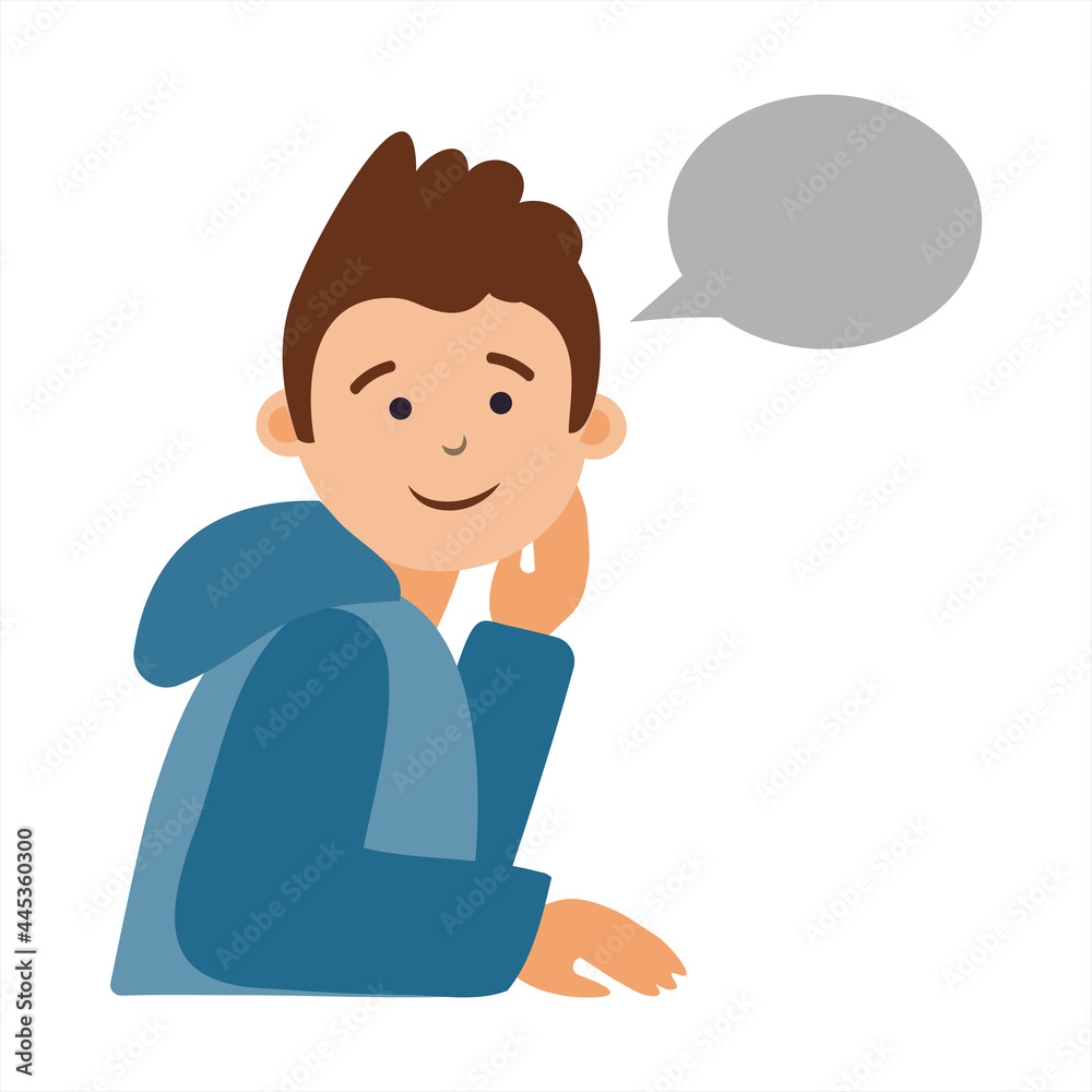 A little boy is dreaming about something. Pensive teenager, children s imagination A little boy is dreaming about something. Pensive teenager, children s imagination