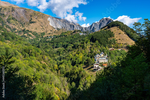 Landscape view of the mountains around Le Bourg d'Oisans in France
