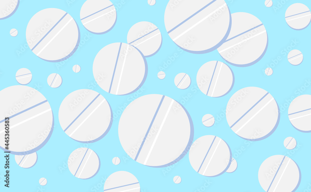 Background of tablets on a blue background