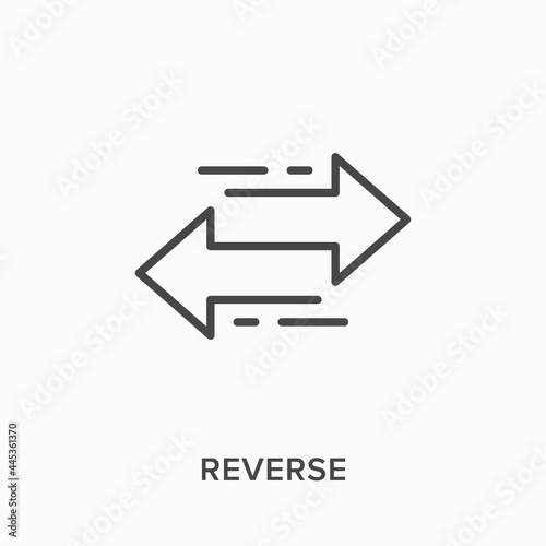 Reverse flat line icon. Vector outline illustration of two arrows. Black thin linear pictogram for exchange