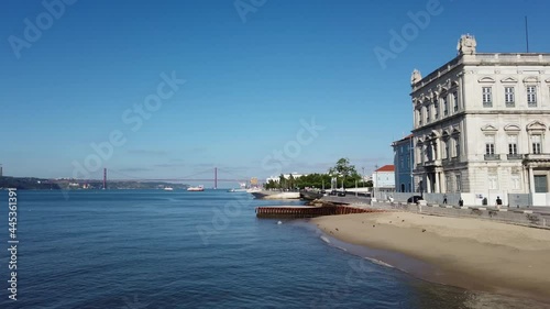 Praca do comercio Lisbon Portugal, ocean view sunny weather reportage