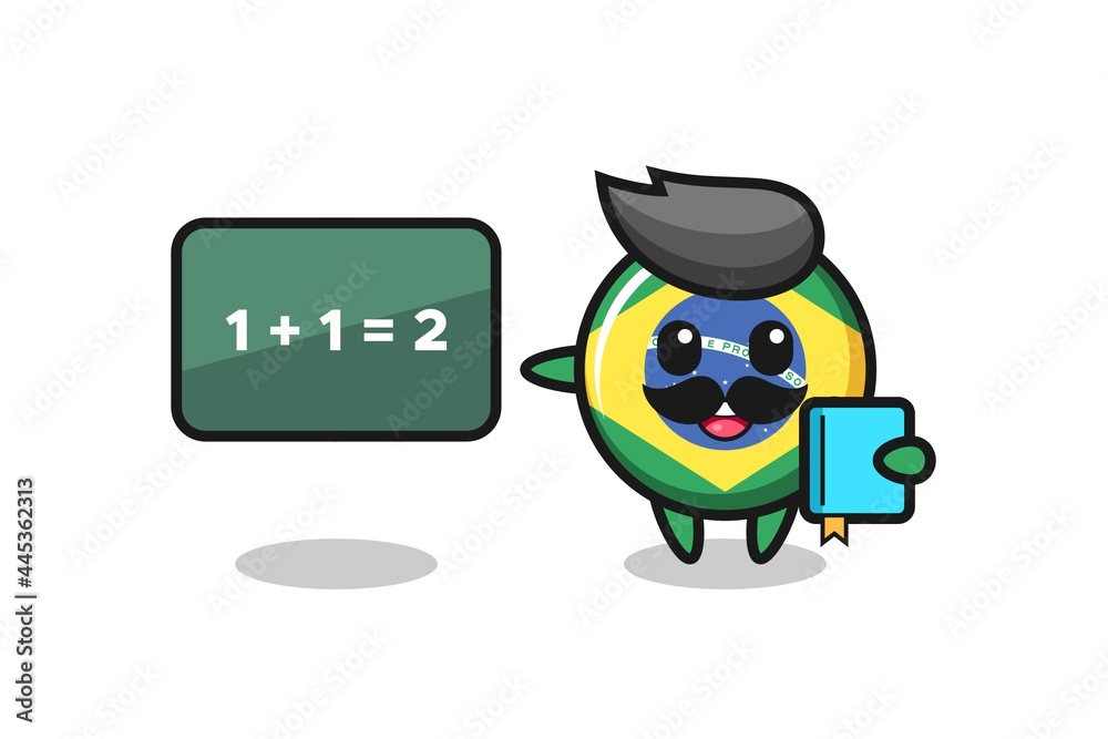 Illustration of brazil flag badge character as a teacher