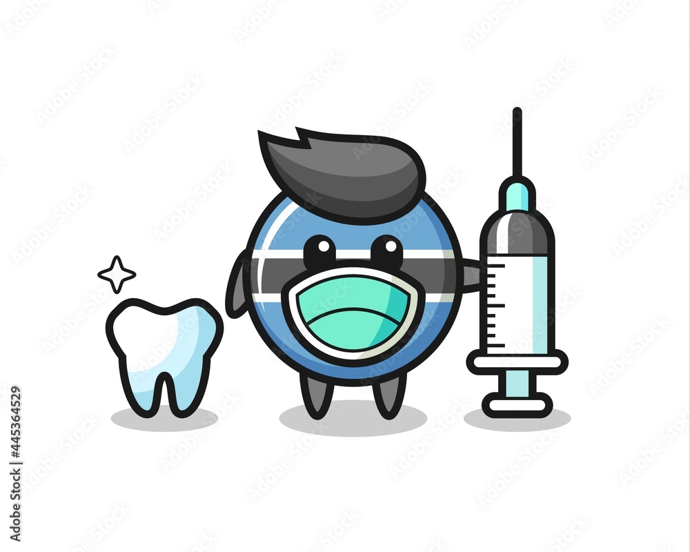 Mascot character of botswana flag badge as a dentist Mascot character of botswana flag badge as a dentist