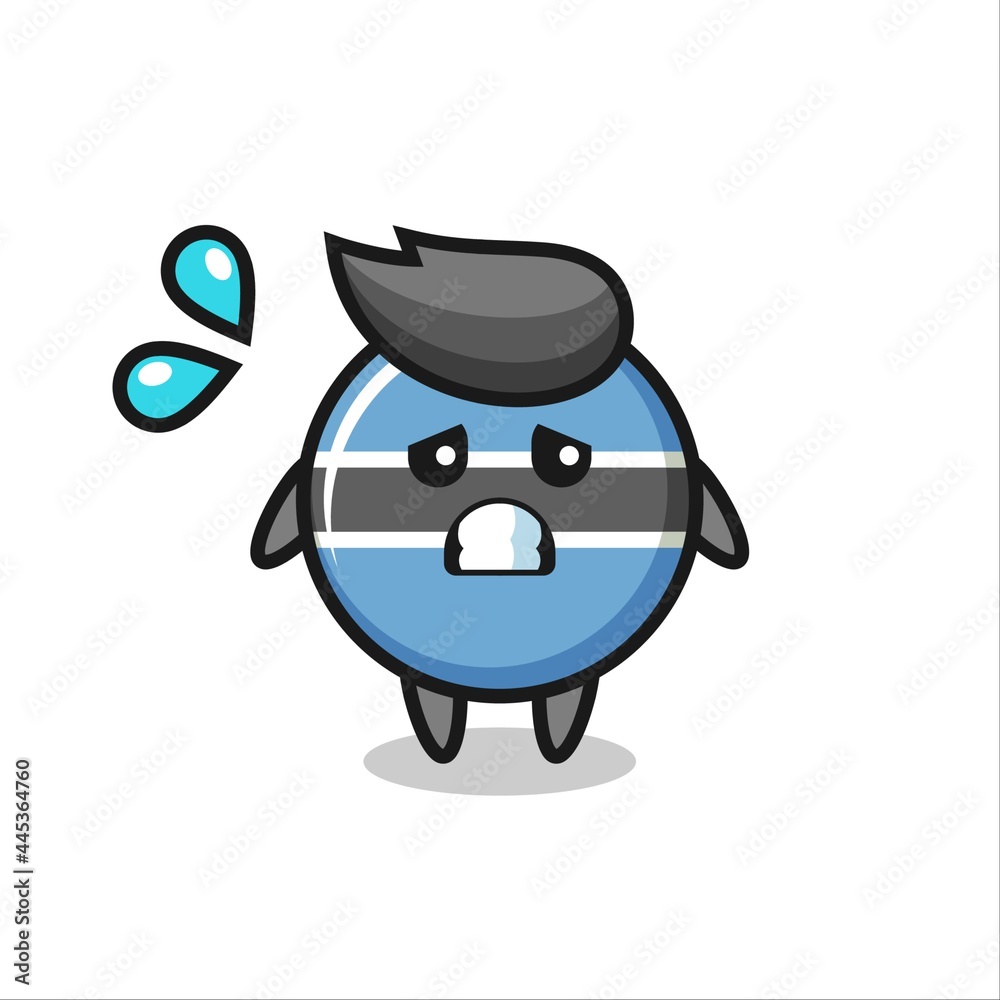 botswana flag badge mascot character with afraid gesture