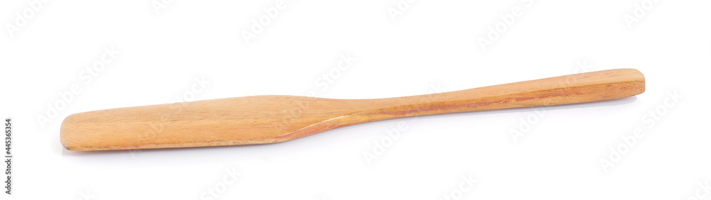 Close up one wooden spatula isolated on white background Close up one wooden spatula isolated on white background