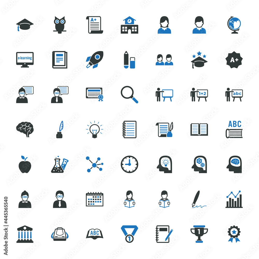 Education icons set vector graphic illustration Education icons set vector graphic illustration