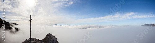 Panorama view summit cross Taubenstein mountain in Bavaria, Germany © BirgitKorber