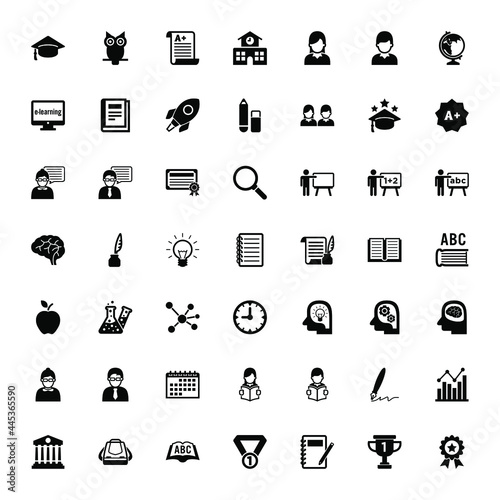 Education icons set vector graphic illustration