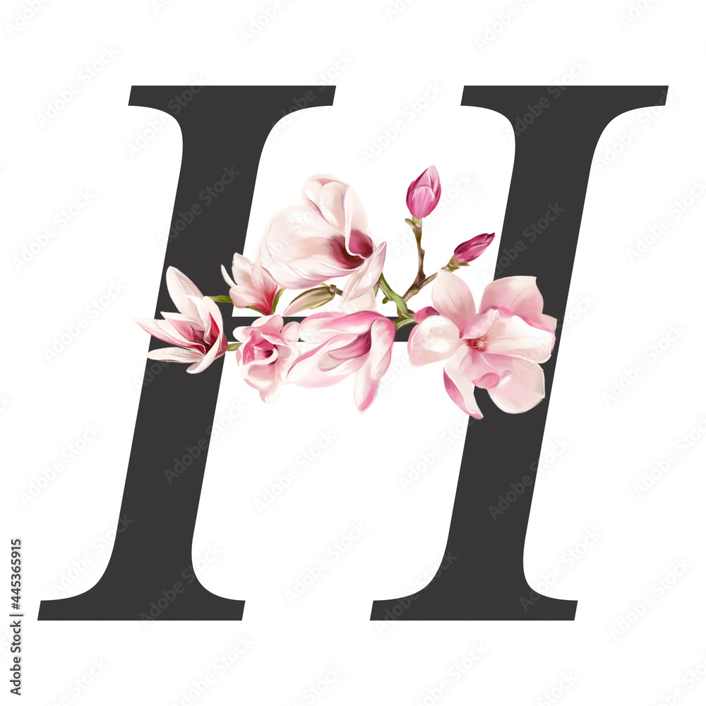 Floral Alphabet, floral set letters with watercolor painting flowers ...