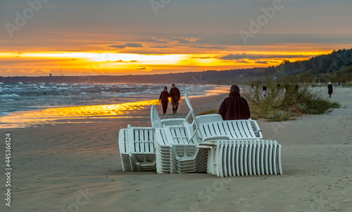 Autumnal evening in Jurmala - famous international tourist resort on the Balt...