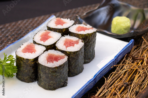 Maguro Maki Sushi, Roll with Fresh Tuna. photo