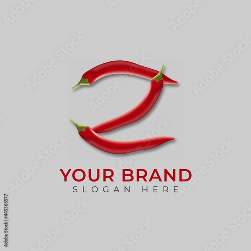 Red Chili Pepper Letter Z Design Vector
