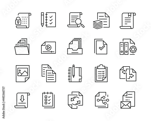 Document Icons - Vector Line Icons. Editable Stroke. Vector Graphic