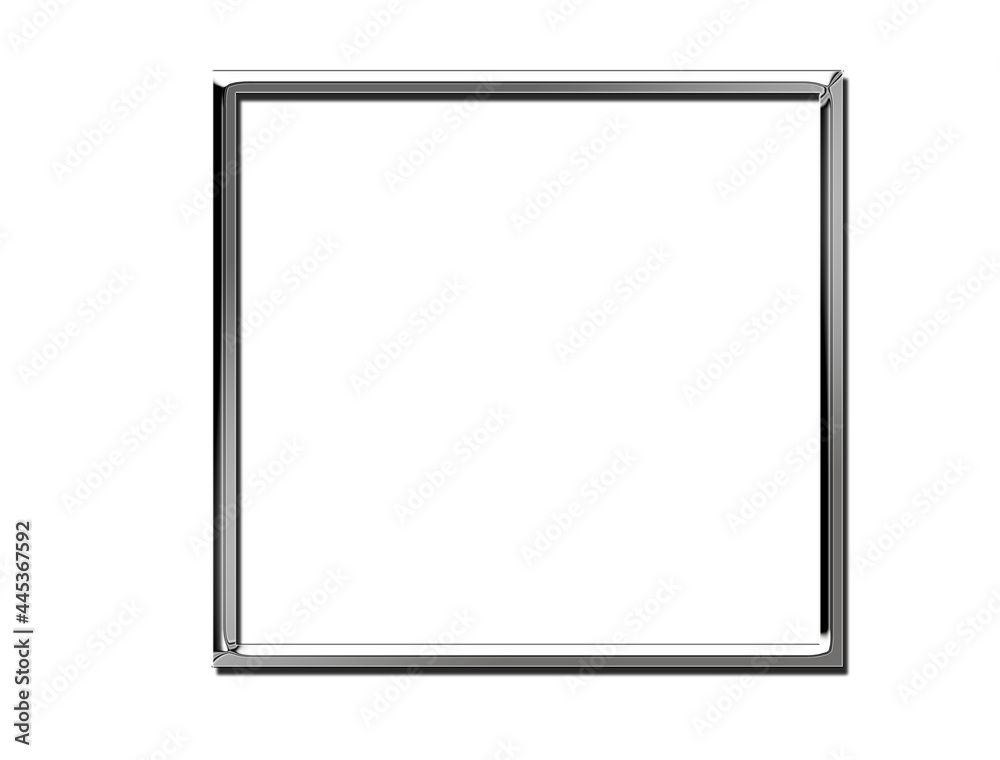 Metal look, Metallic, Square frame. Square frame with sharp corners. 3d illustration Metal look, Metallic, Square frame. Square frame with sharp corners. 3d illustration