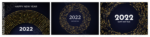 2022 Happy New Year of gold glitter pattern