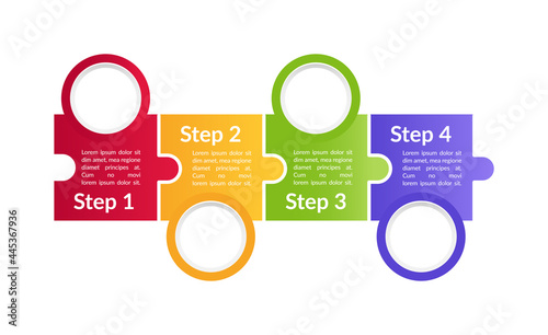 Multicolor informational vector infographic template. Marketing presentation design elements with text space. Data visualization with 4 steps. Process timeline chart. Workflow layout with copyspace