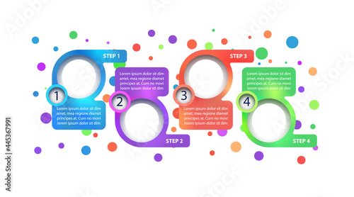 Multicolor company vector infographic template. Project presentation design elements with text space. Data visualization with 4 steps. Process timeline chart. Workflow layout with copyspace