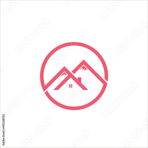 Free Download Mountain and home Logo Vector line design symbol. - GFXLoad
