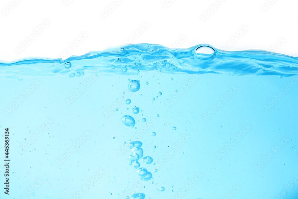 Blue surface water and air bubble isolated on white background Blue surface water and air bubble isolated on white background