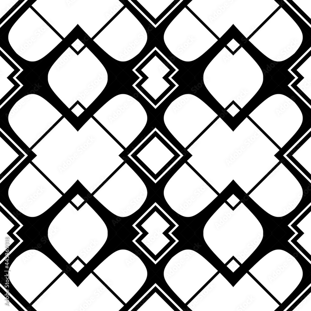 Fototapeta premium Seamless background. Modern stylish texture with abstract shapes with black and white color.Simple regular graphic design.Repeating geometric pattern. ..