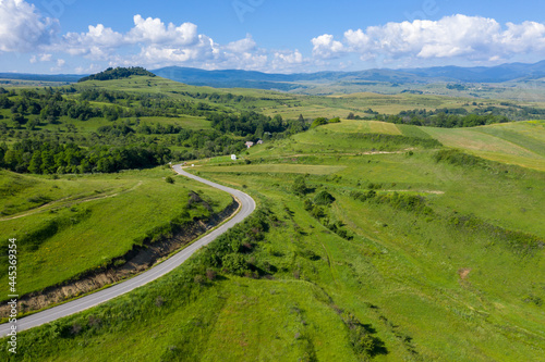 Above view of countryside road, aerial view