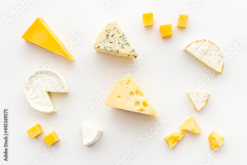 Dairy products - various types of cheese top view