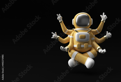 3d Render Spaceman Astronaut Yoga Gestures 3d illustration Design.