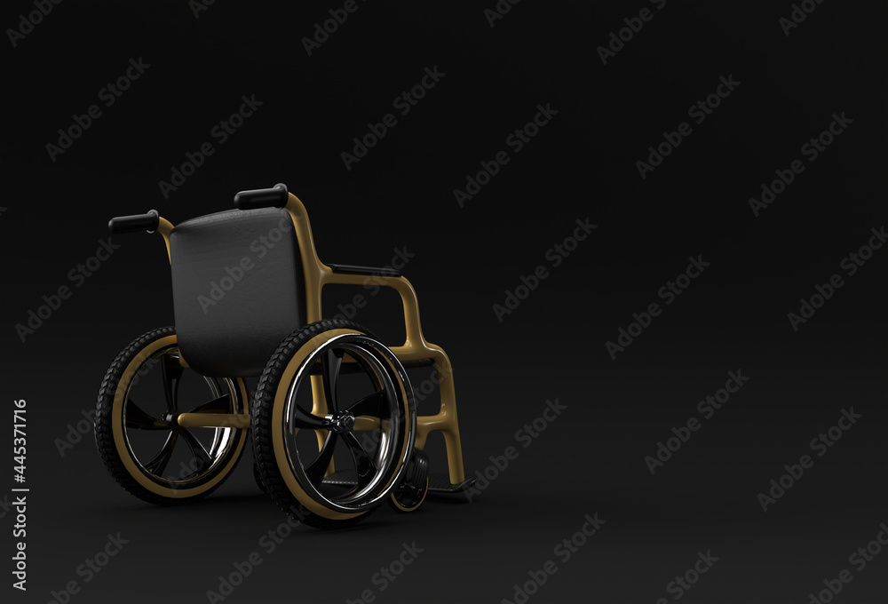 Fototapeta premium Wheelchair Isolated. 3D Rendering Illustration.