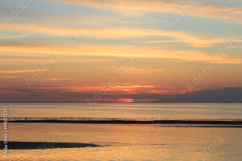 sunset in the evening on the sea