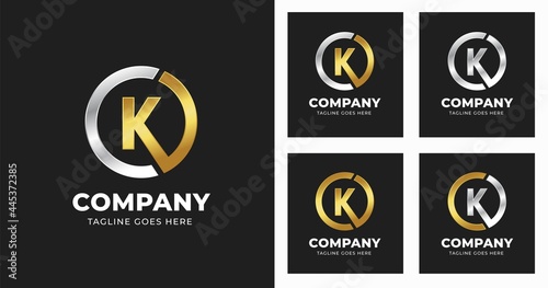 Letter K logo design template with circle shape style