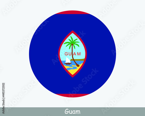Guam Round Circle Flag. Guamanian Circular Button Banner Icon. EPS Vector