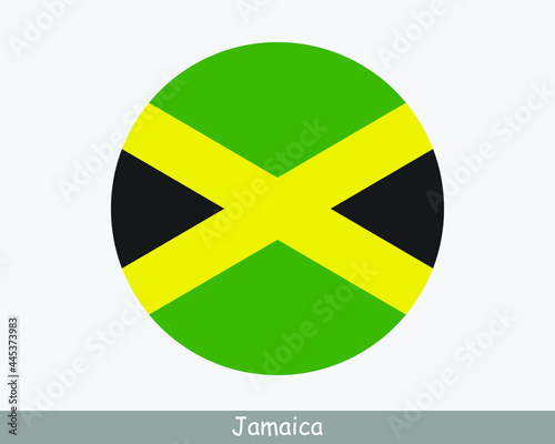 Jamaica Round Circle Flag. Jamaican Circular Button Banner Icon. EPS Vector