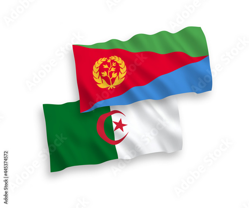 Flags of Eritrea and Algeria on a white background