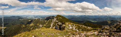 Panorama view Benediktenwand mountain in Bavaria, Germany