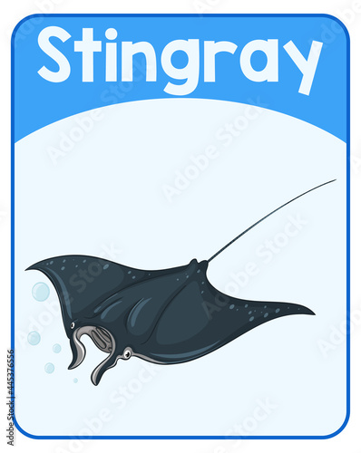 Educational English word card of Stingray
