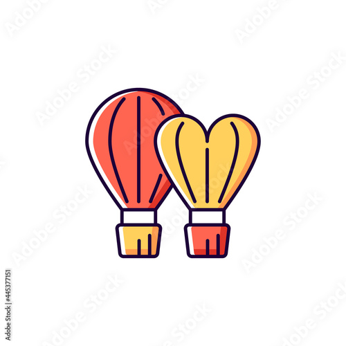 Taiwan International balloon festival red and yellow RGB color icon. Isolated vector illustration. Flight technology. Hot air balloons. Taiwanese festival celebration simple filled line drawing photo