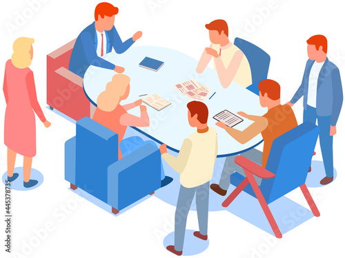 Office staff, work and communication. Head and subordinates. Various workers, managers team. Top managers employees of different levels. Office workers. Co-workers. Colleagues discuss project teamwork
