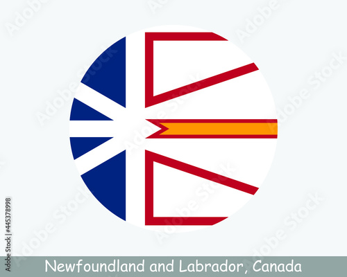 Newfoundland and Labrador Canada Round Circle Flag. NL Canadian Province Circular Button Banner Icon. EPS Vector photo