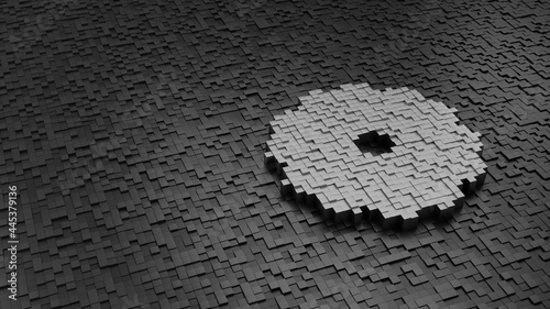 33d rendering cubes in shape of symbol of daisy flower light colored on dark