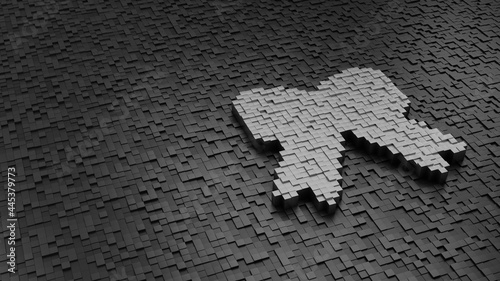 33d rendering cubes in shape of symbol of Christmas bow light colored on dark