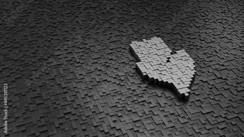 33d rendering cubes in shape of symbol of tulip light colored on dark