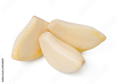 Fresh garlic cloves with garlic slices isolated