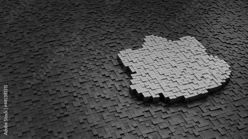 33d rendering cubes in shape of symbol of water lilly light colored on dark